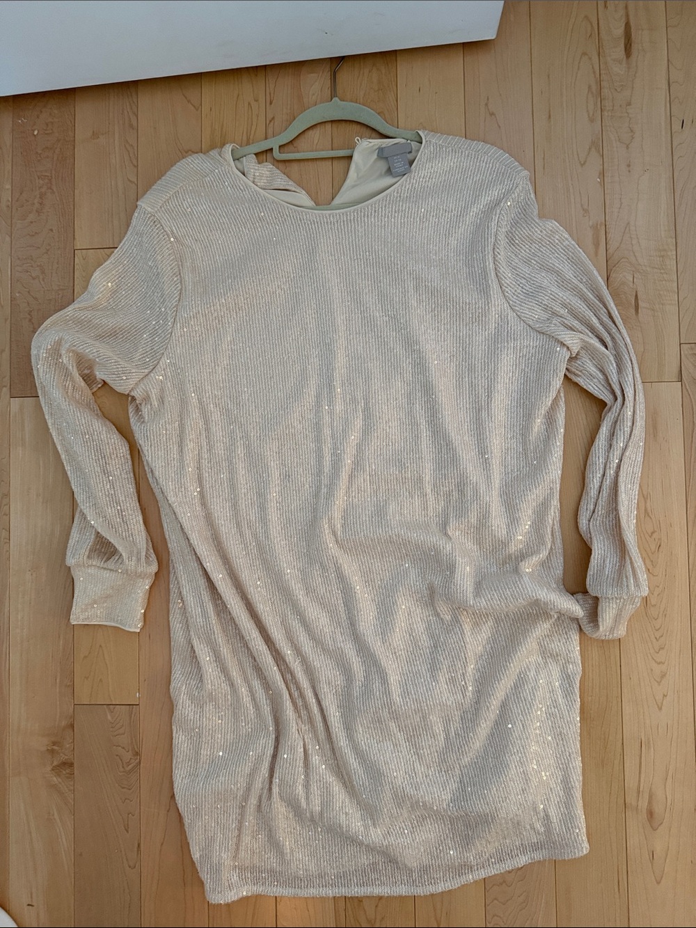 H&M Beige Sequin Midi Dress